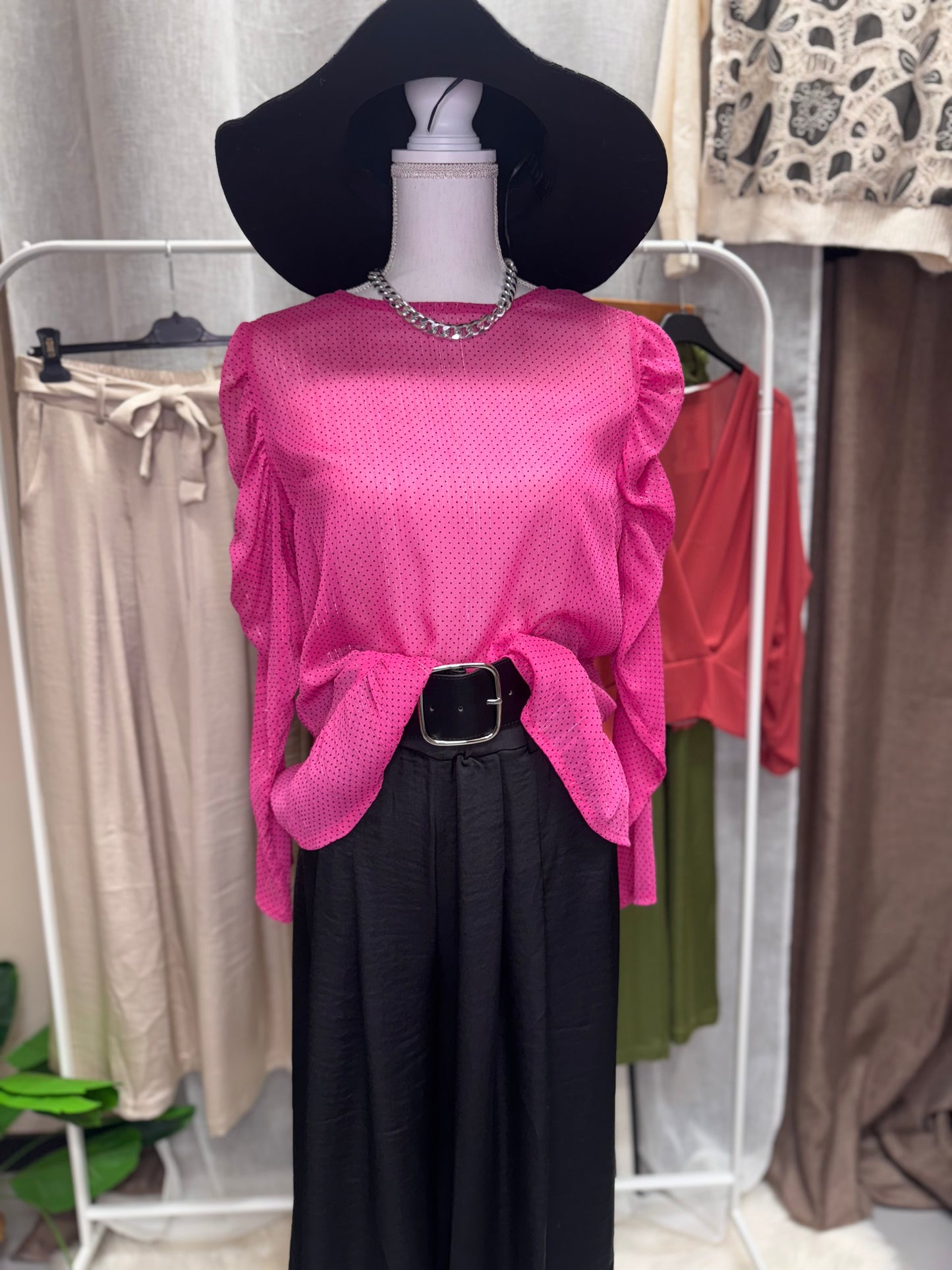 Blusa Fucsia a pois