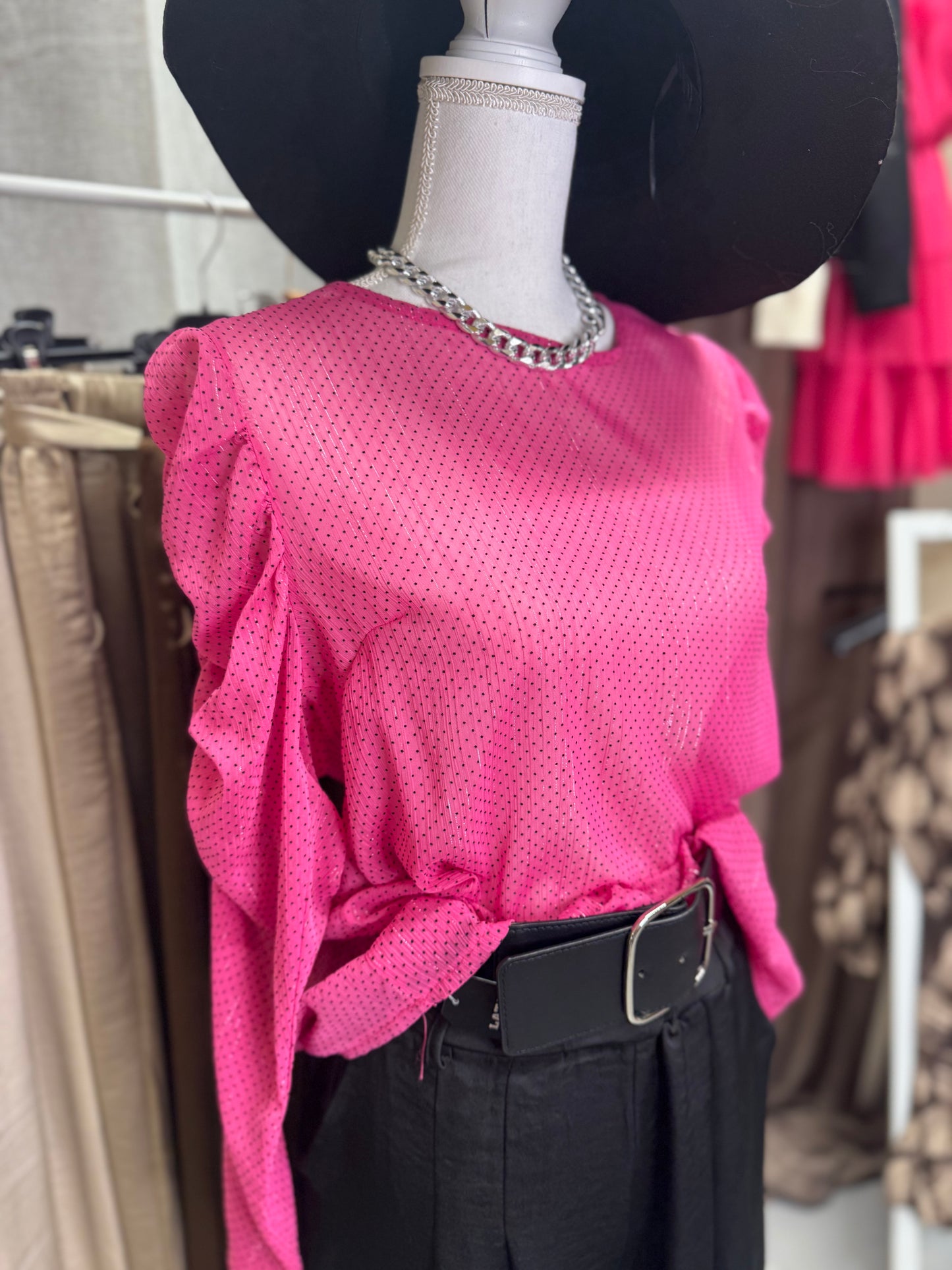 Blusa Fucsia a pois