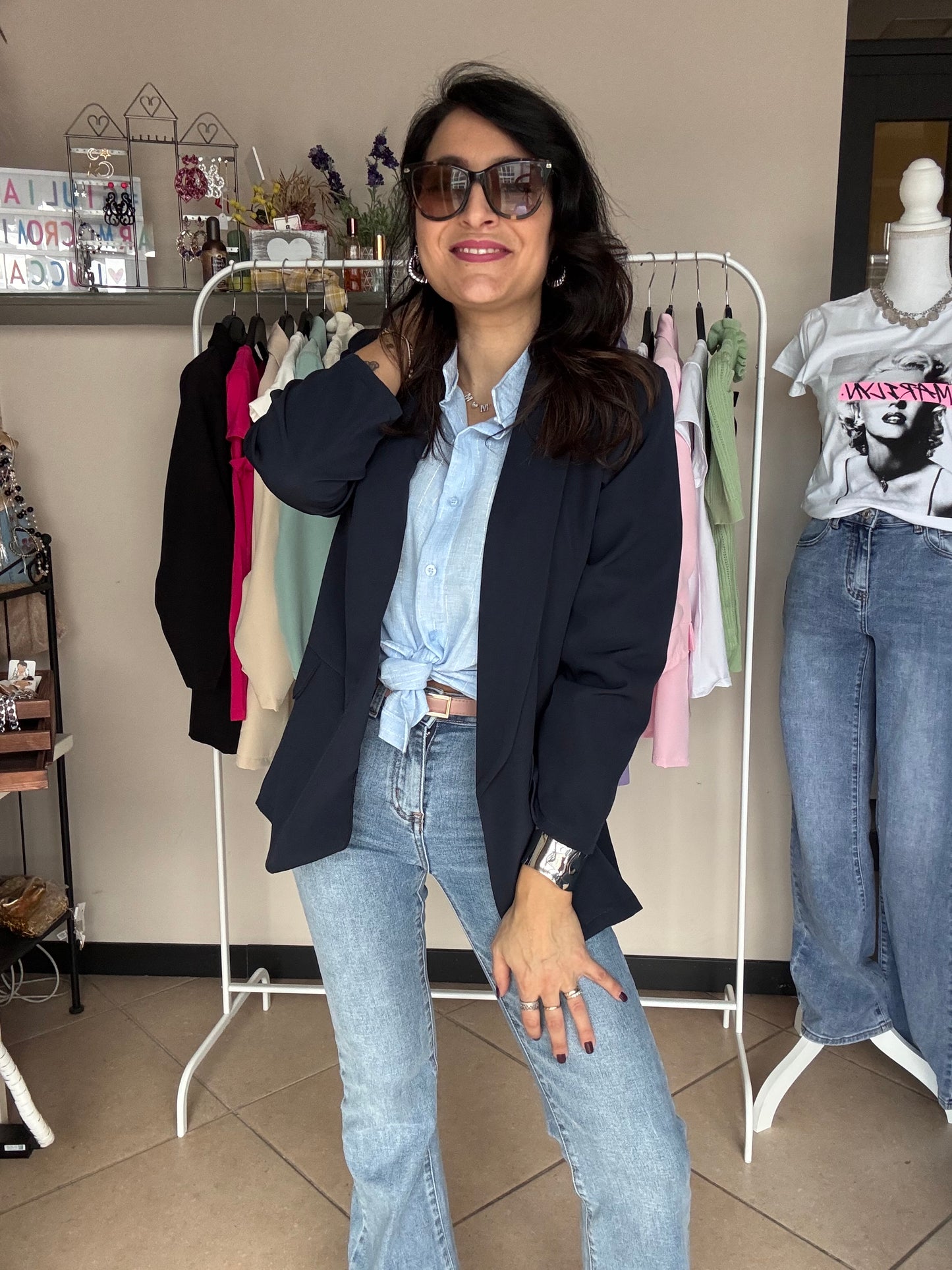 Camicia lurex e lino