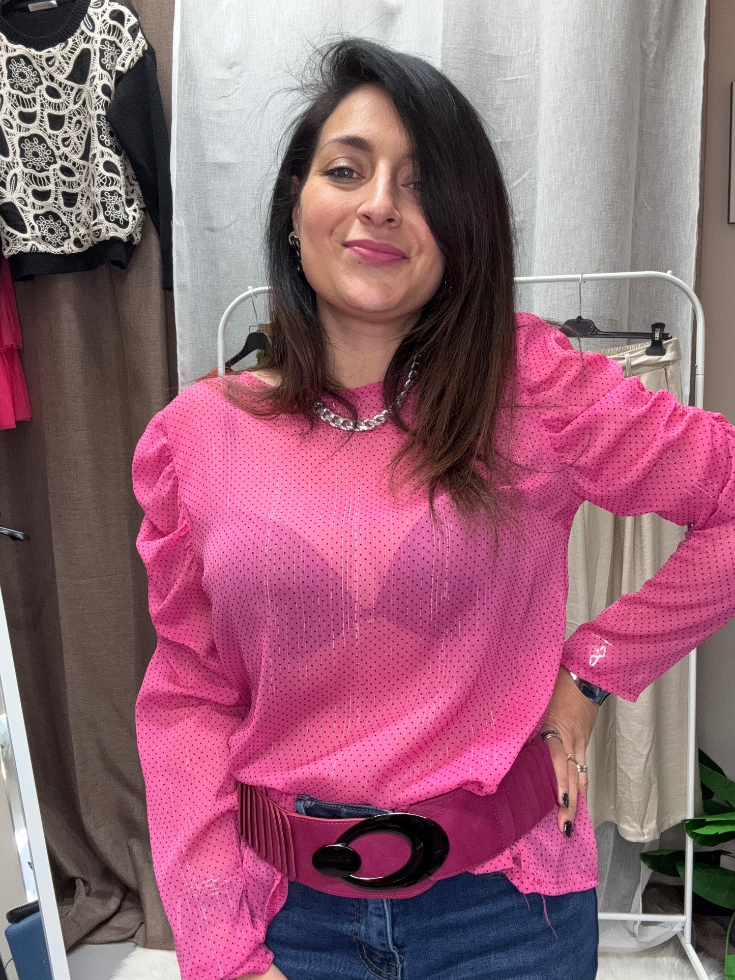 Blusa Fucsia a pois