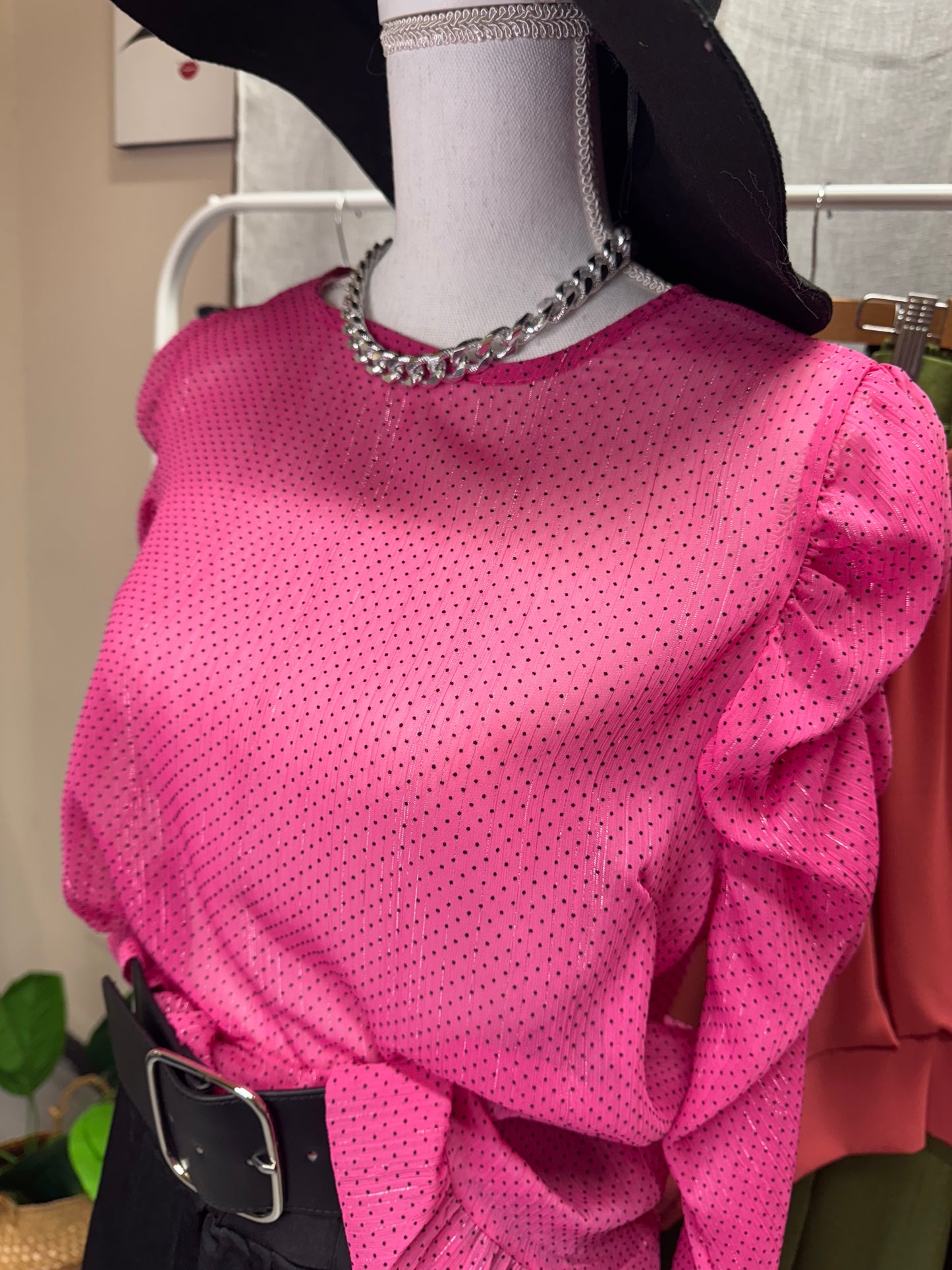 Blusa Fucsia a pois