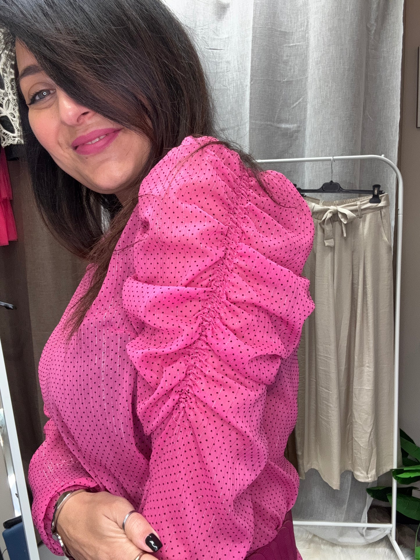 Blusa Fucsia a pois