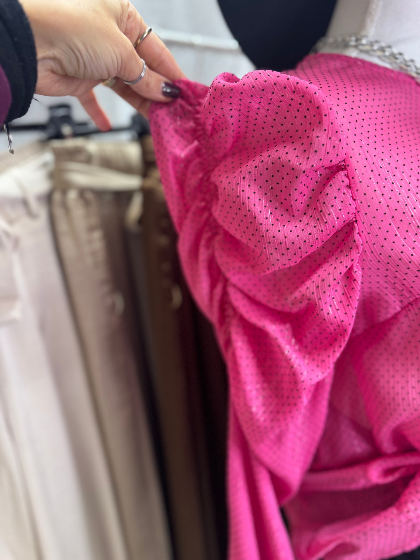 Blusa Fucsia a pois