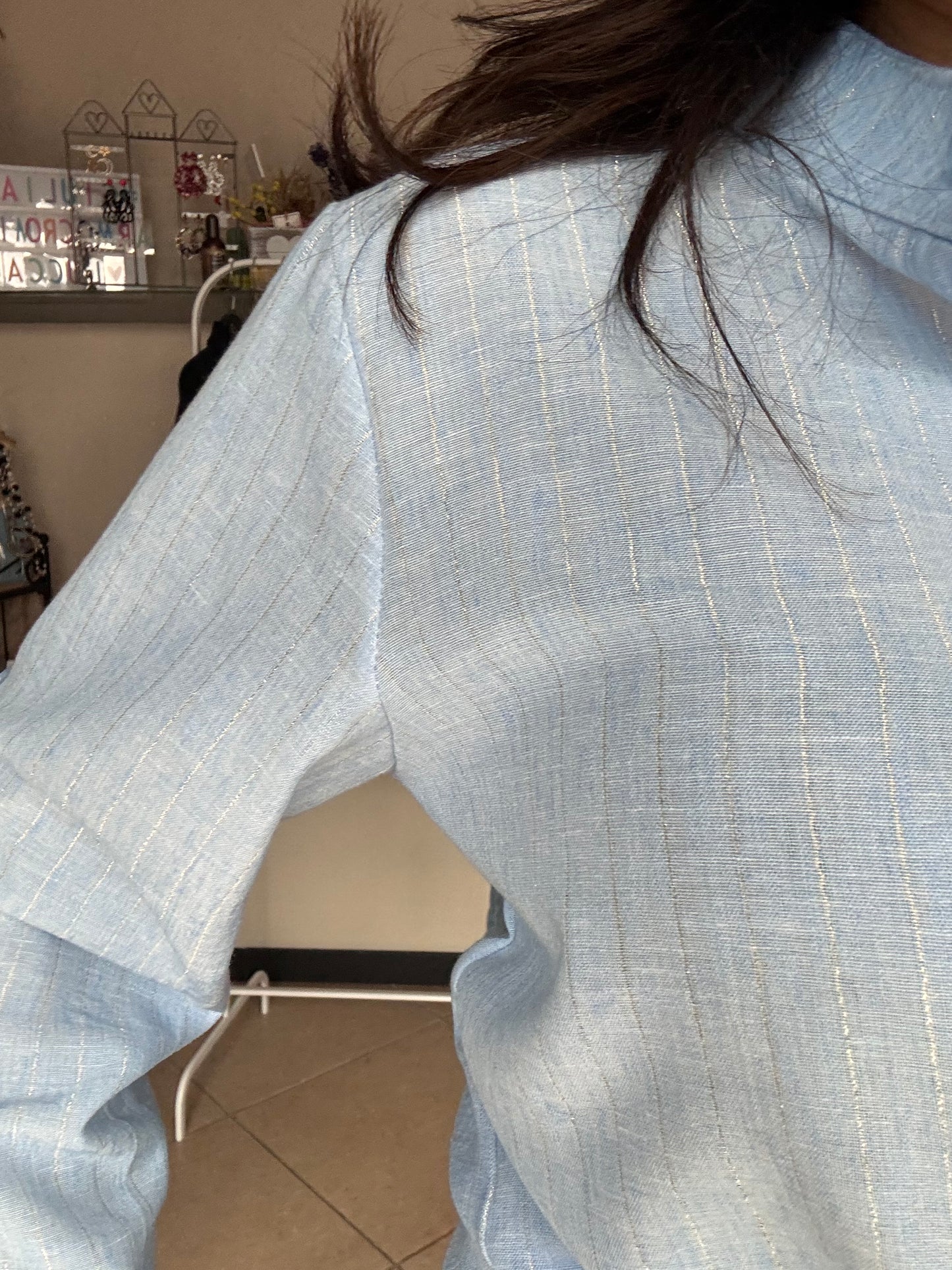 Camicia lurex e lino