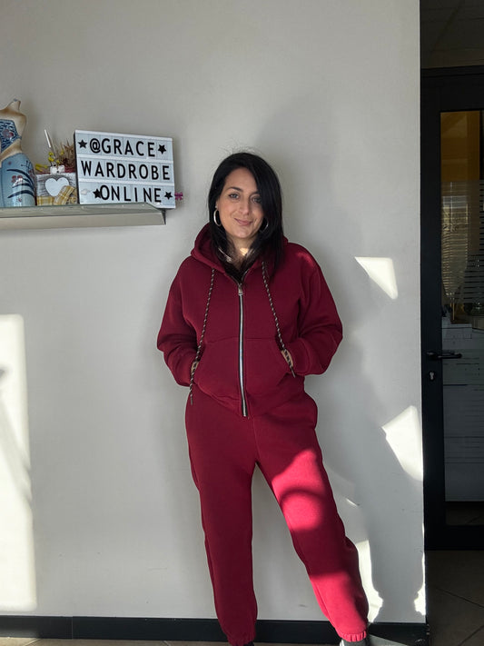 Tuta Felpata Bordeaux