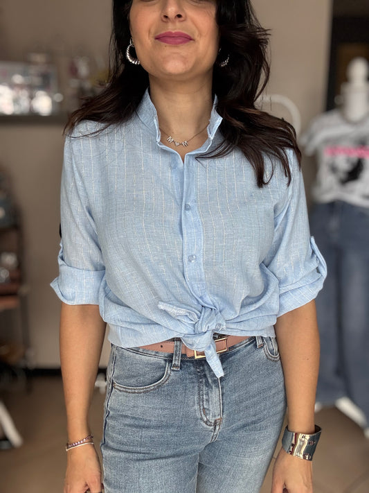 Camicia lurex e lino