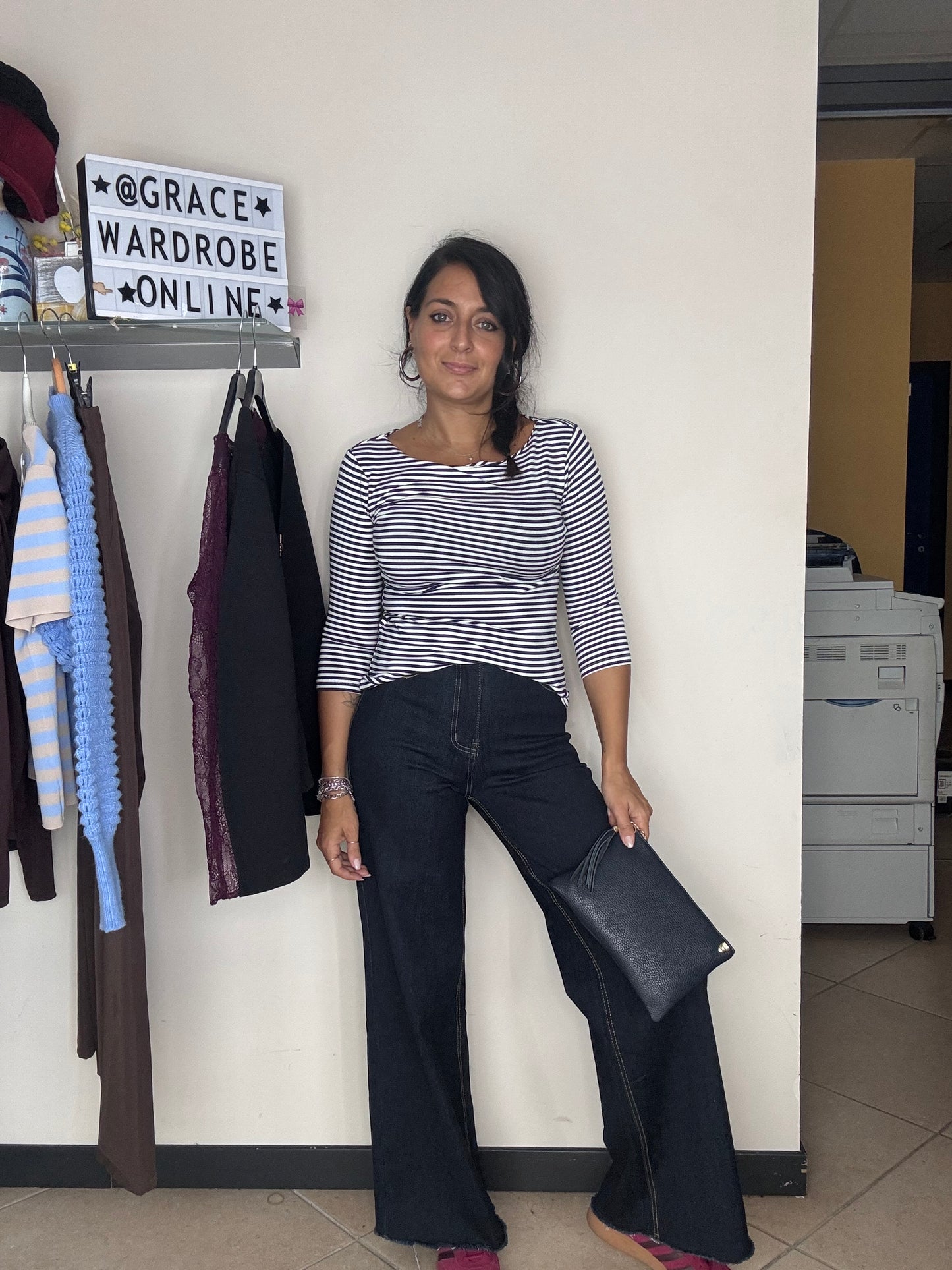 Jeans palazzo sfrangiato