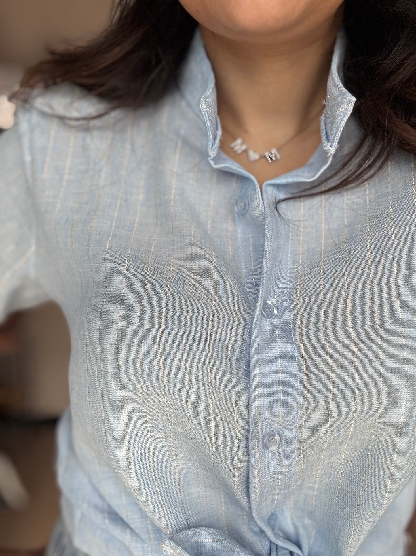 Camicia lurex e lino