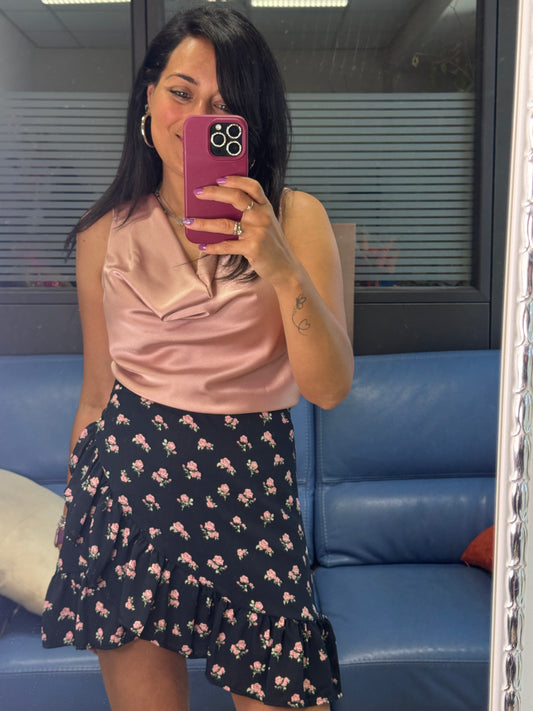 Top in raso Rosa Cipria