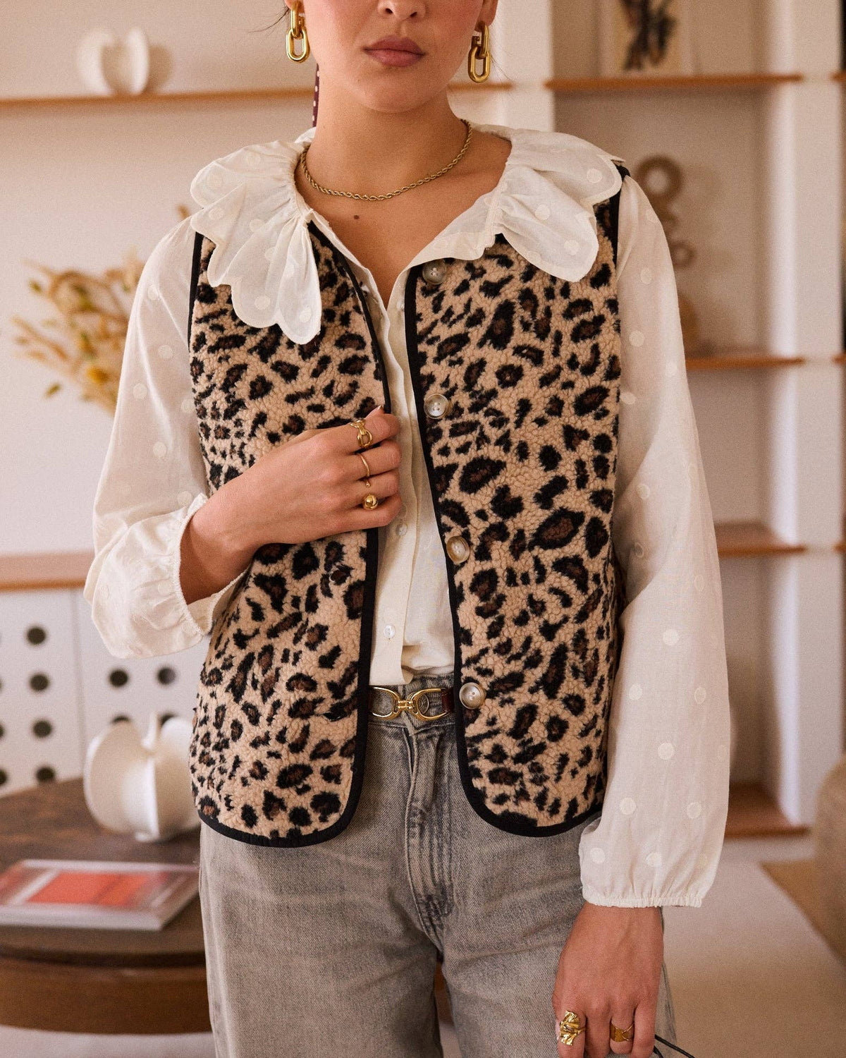 Gilet senza maniche in tessuto riccio Joséphine