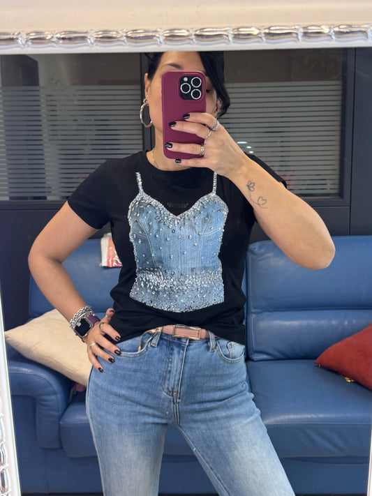T-Shirt canotta e strass