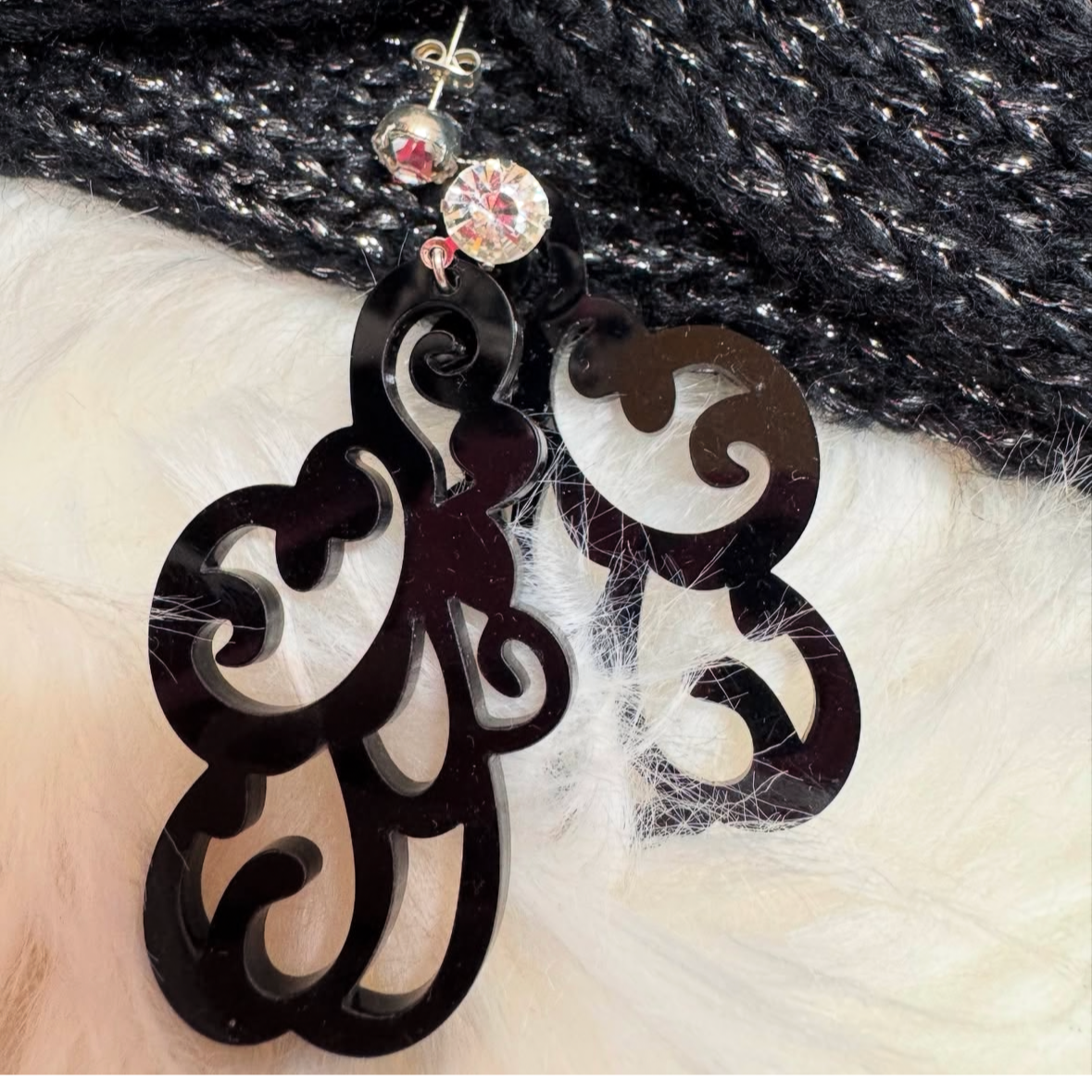 Orecchini Plexiglas punto luce argento