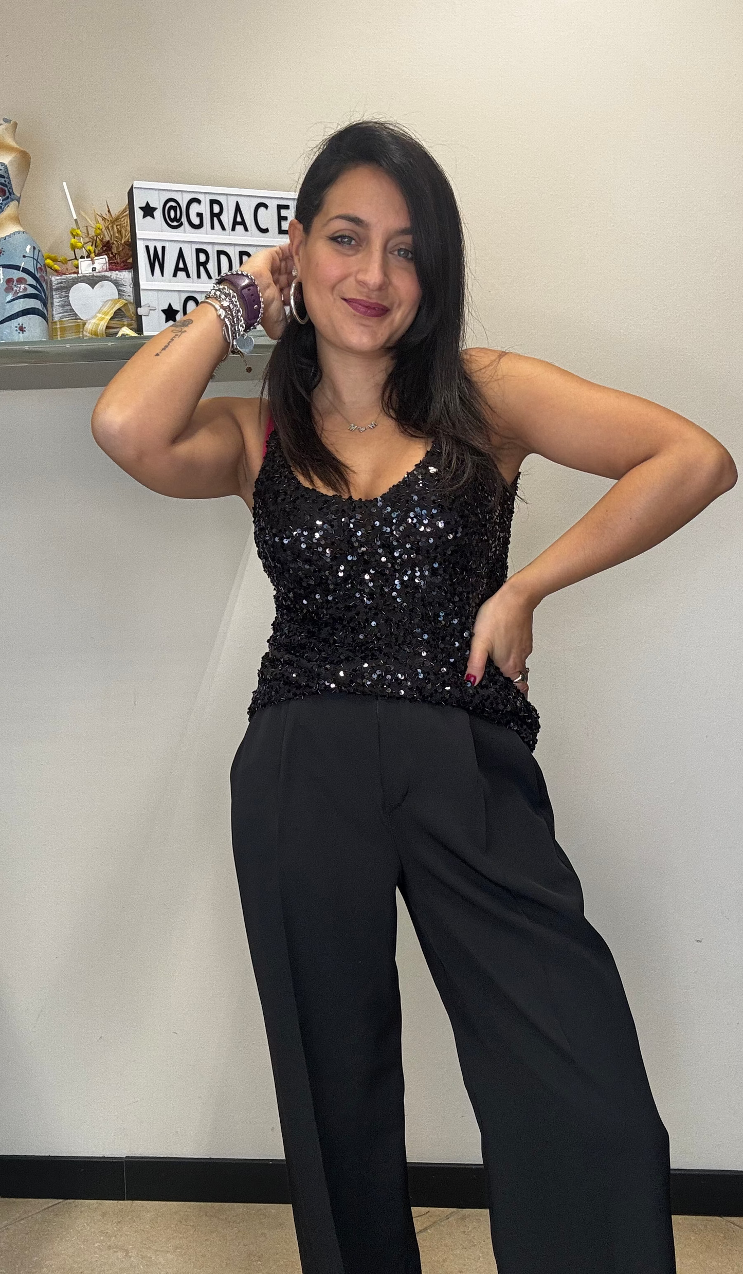 Canottiera paillettes